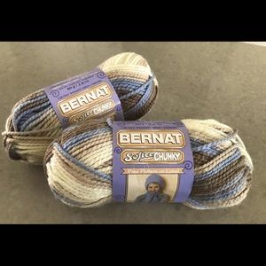 BERNAT "Softee Chunky" Blue,Beige,Brown & Cream Yarn